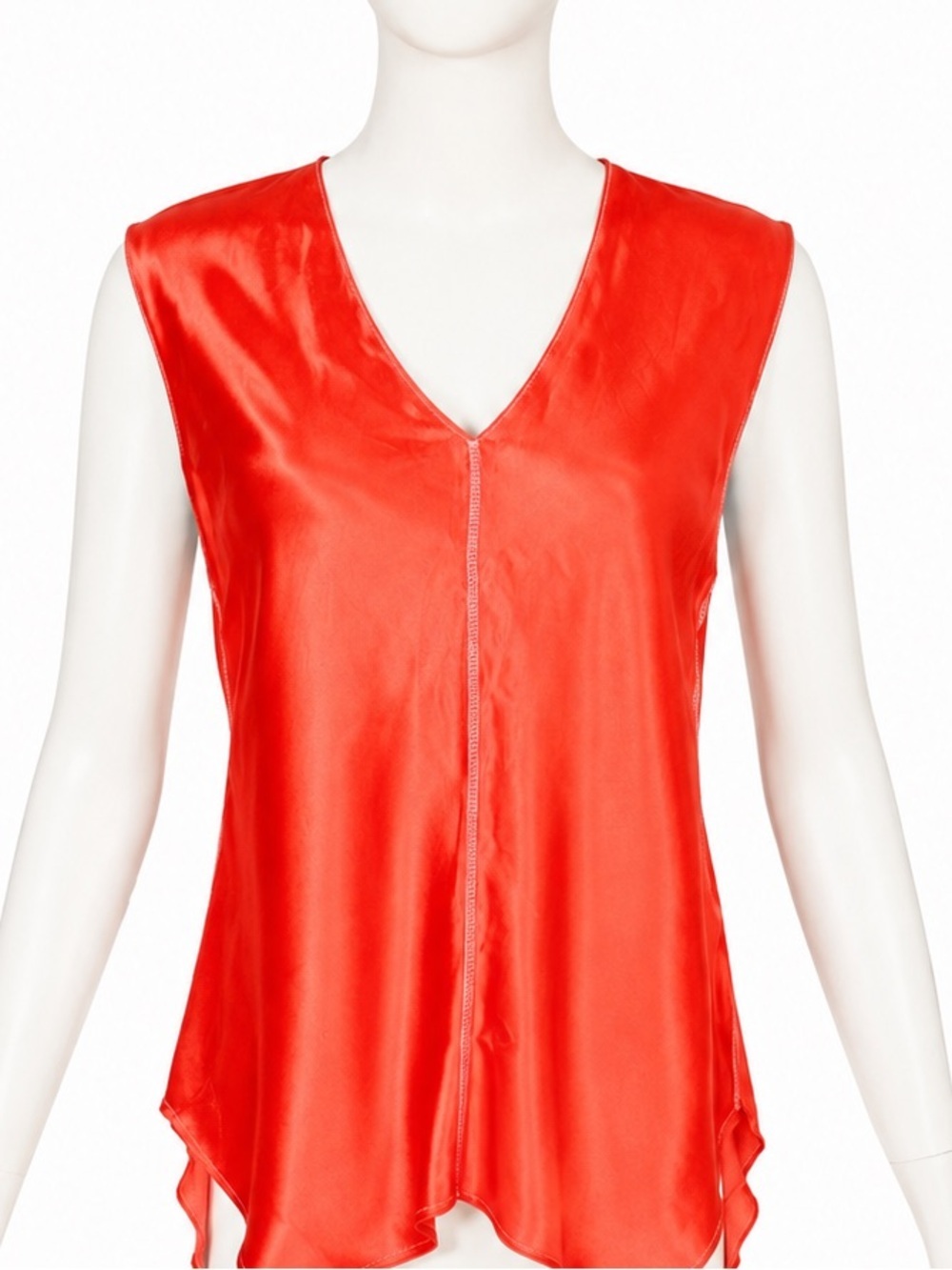 Lanvin Orange Linen Blend Sleeveless Top Size 34